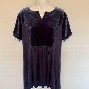 HANNAH | short sleeve navy blue velvet top shirt